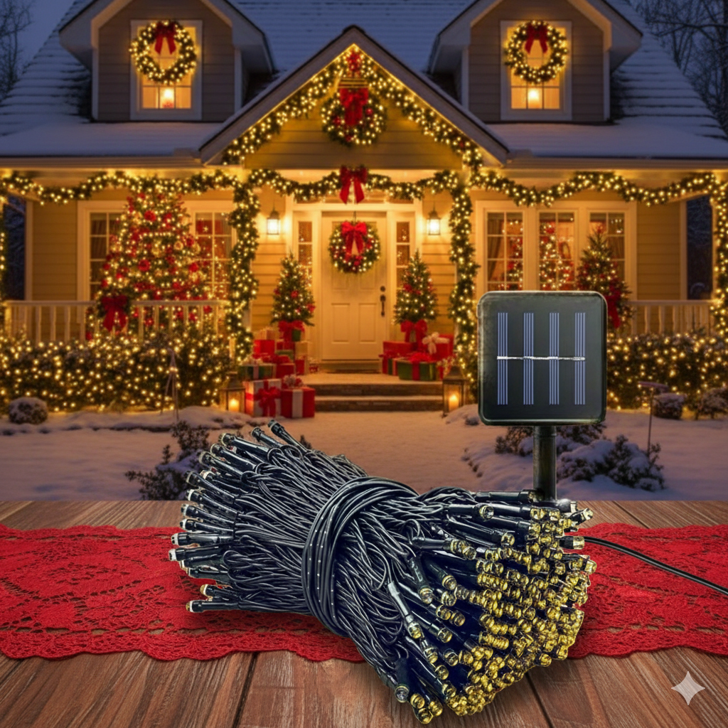 Luces Navideñas Con Panel Solar 30 metros