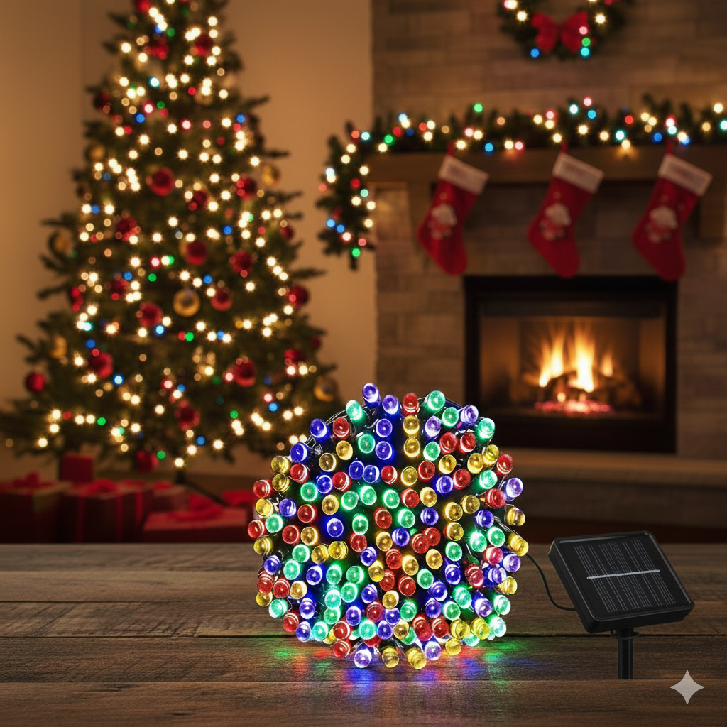 Luces Navideñas Con Panel Solar 30 metros